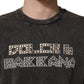 Dolce & Gabbana Gray Logo Embellished Men Crew Neck T-shirt