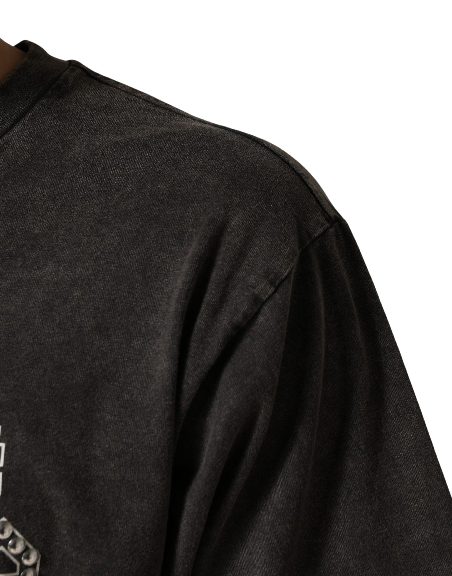 Dolce & Gabbana Gray Logo Embellished Men Crew Neck T-shirt