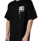 Dolce & Gabbana Black Logo Embroidered Men Crew Neck T-shirt