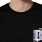 Dolce & Gabbana Black Logo Embroidered Men Crew Neck T-shirt