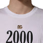 Dolce & Gabbana White Graphic Print DG Men Crew Neck T-shirt