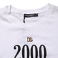 Dolce & Gabbana White Graphic Print DG Men Crew Neck T-shirt