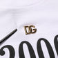 Dolce & Gabbana White Graphic Print DG Men Crew Neck T-shirt