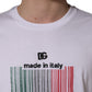 Dolce & Gabbana White Barcode Print Cotton Crew Neck T-shirt