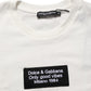 Dolce & Gabbana White Logo Patch Cotton Men Crew Neck  T-shirt