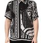Dolce & Gabbana Black White Bandana Print Collared Shirt