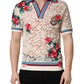 Dolce & Gabbana Beige Floral Tennis Club Lace Polo T-shirt