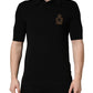 Dolce & Gabbana Black Heraldic Crest Patch Silk Polo T-shirt