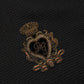 Dolce & Gabbana Black Heraldic Crest Patch Silk Polo T-shirt