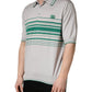 Dolce & Gabbana Gray Green Striped Logo Silk Polo T-shirt