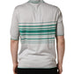 Dolce & Gabbana Gray Green Striped Logo Silk Polo T-shirt