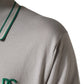 Dolce & Gabbana Gray Green Striped Logo Silk Polo T-shirt