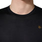 Dolce & Gabbana Dark Blue DG Logo Silk Men Crew Neck T-shirt