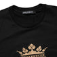 Dolce & Gabbana Black King Patch Cotton Men CrewNeck T-shirt