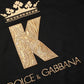 Dolce & Gabbana Black King Patch Cotton Men CrewNeck T-shirt