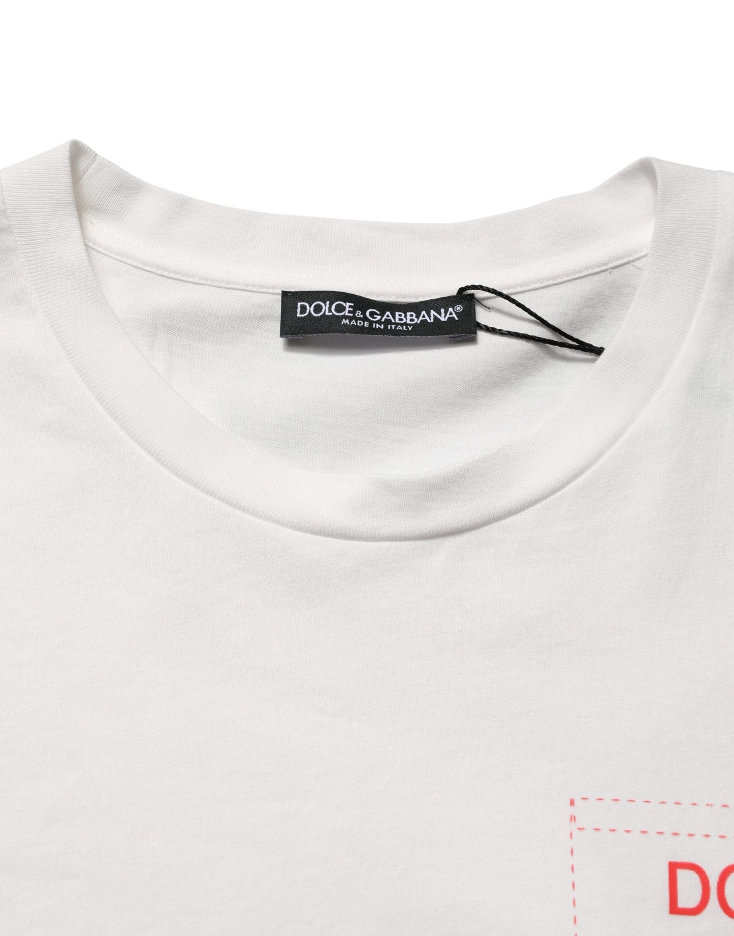 Dolce & Gabbana White Graphic Print Cotton Crew Neck  T-shirt