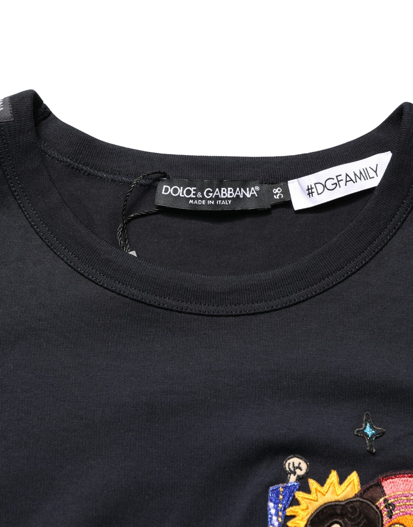 Dolce & Gabbana Black #DGFAMILY Patch Men Crew Neck T-shirt