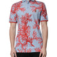 Dolce & Gabbana LightBlue Coral Cotton Collared Polo  T-shirt