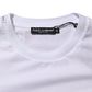 Dolce & Gabbana White Logo Patch Cotton Crew Neck T-shirt