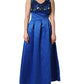 LANACAPRINA Royal Blue Floral Lace Sleeveless Long Gown Dress
