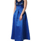 LANACAPRINA Royal Blue Floral Lace Sleeveless Long Gown Dress