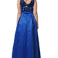 LANACAPRINA Royal Blue Floral Lace Sleeveless Long Gown Dress