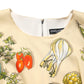 Dolce & Gabbana Beige Fruit PolkaDot Sheath Silk Midi Dress