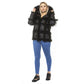 Mr&Mrs Italy Black Poly Jacket with Lamb Fur Hood for Women