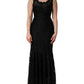 Dolce & Gabbana Black Floral Lace Evening Long Gown Dress