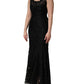 Dolce & Gabbana Black Floral Lace Evening Long Gown Dress