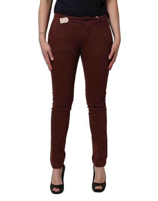 Roy Roger's Maroon Mid Waisted Slim Fit Denim Trouser Jeans