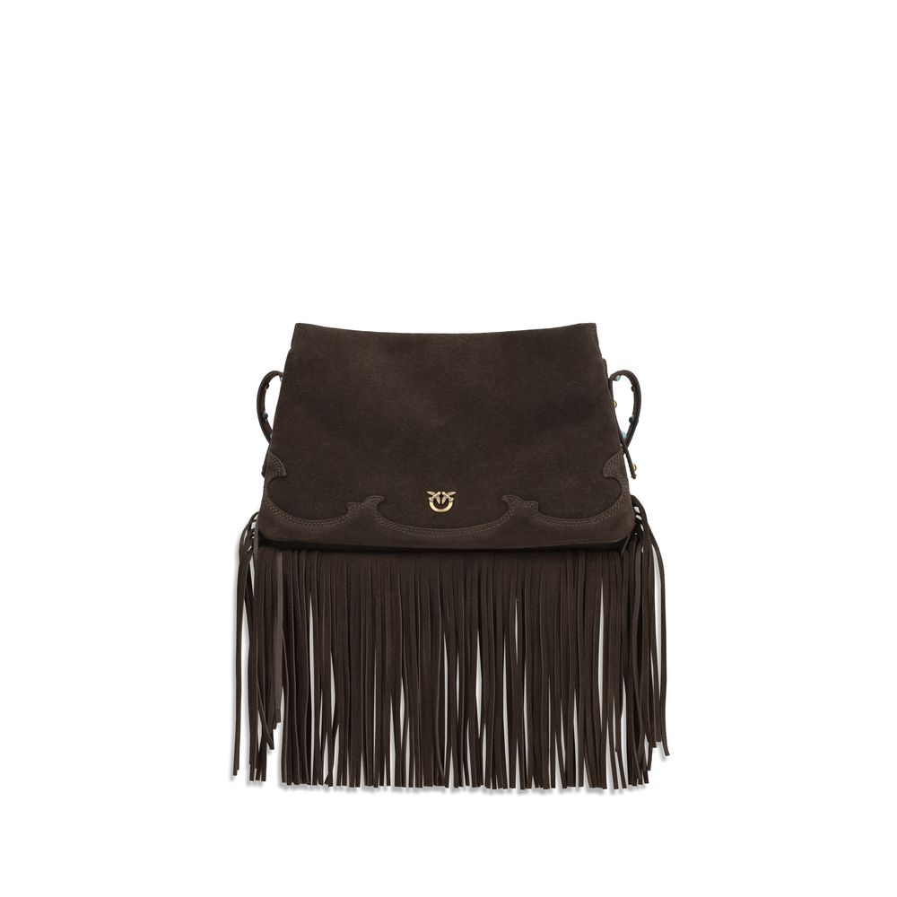 PINKO Brown Calf Leather Bos Taurus Shoulder Bag