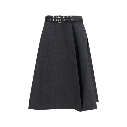 Ganni Gray Recycled Polyester Long Skirt