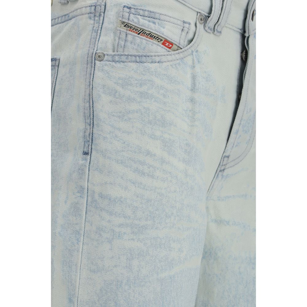Diesel Blue Cotton Straight-Leg Jeans