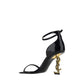 Saint Laurent Black Calf Leather Bos Taurus Stiletto Heel Sandals