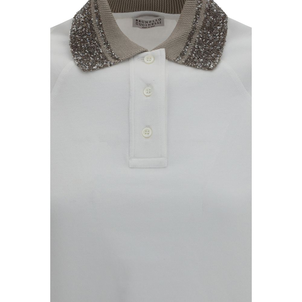 Brunello Cucinelli White Cotton Polo Shirt