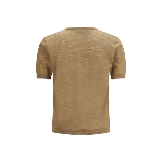 Brooksfield Beige Linen Shortsleeve Shirt