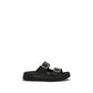 Prada Black Calf Leather Bos Taurus Flat Sandals