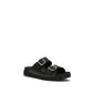 Prada Black Calf Leather Bos Taurus Flat Sandals