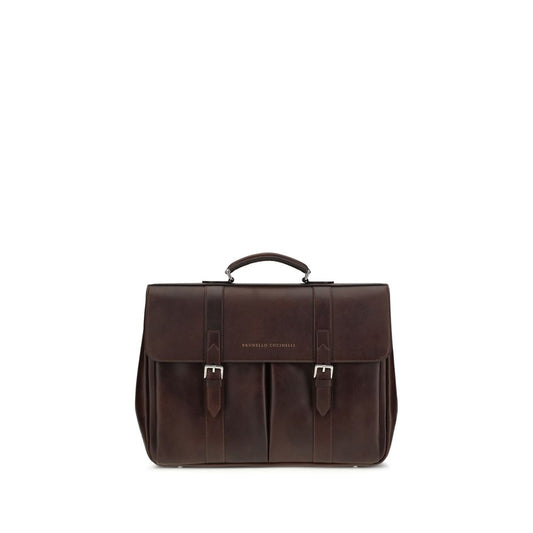 Brunello Cucinelli Bordeaux Calf Leather Bos Taurus Luggage And Travel