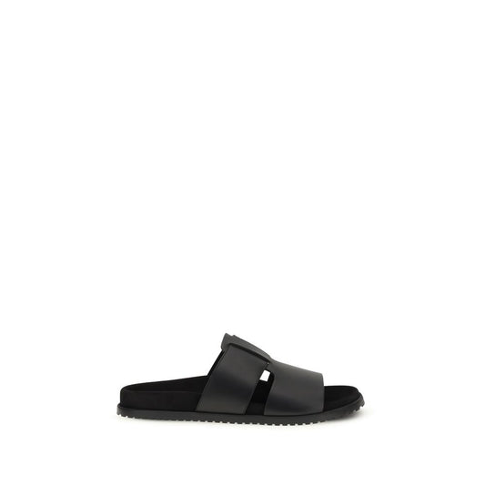 Dolce & Gabbana Black Calf Leather Bos Taurus Sandals