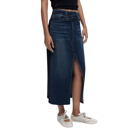 Desigual Blue Cotton Long Skirt