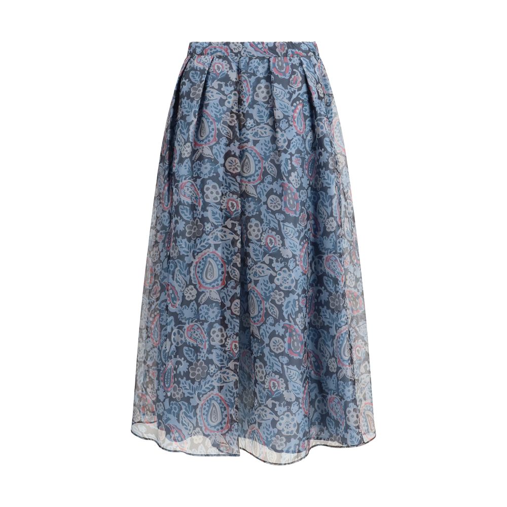 Max Mara Multicolor Silk Long Skirt
