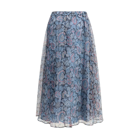 Max Mara Multicolor Silk Long Skirt