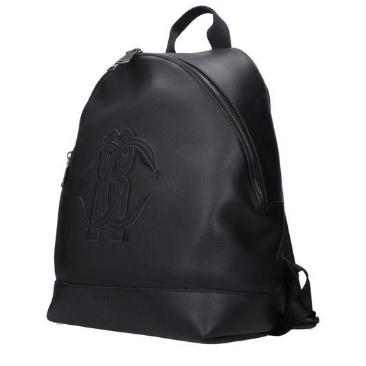 Roberto Cavalli Black Leather Backpack