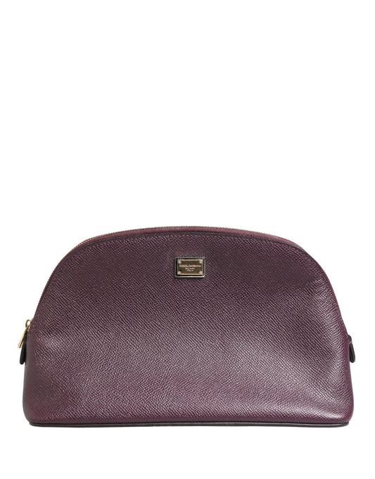 Dolce & Gabbana Dark Purple Leather DG Logo Zip Around Hand Purse Wallet