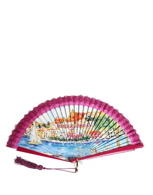 Dolce & Gabbana Multicolor Scenery Decorative Folding Tassel Hand Fan