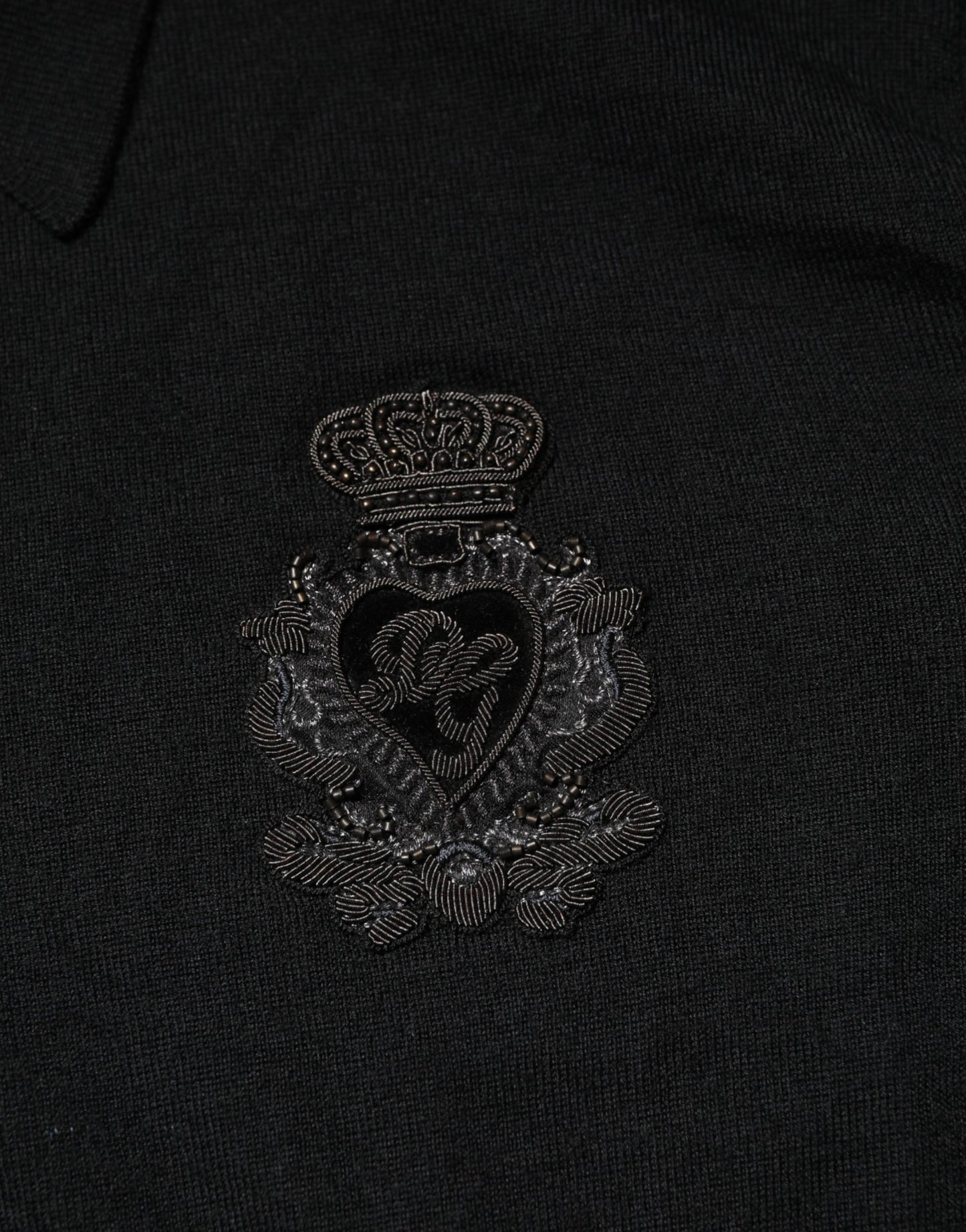 Dolce & Gabbana Black Crest Long Sleeve Men Pullover Sweater