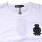Dolce & Gabbana White Cotton Heraldic DG Crest Patch T-shirt