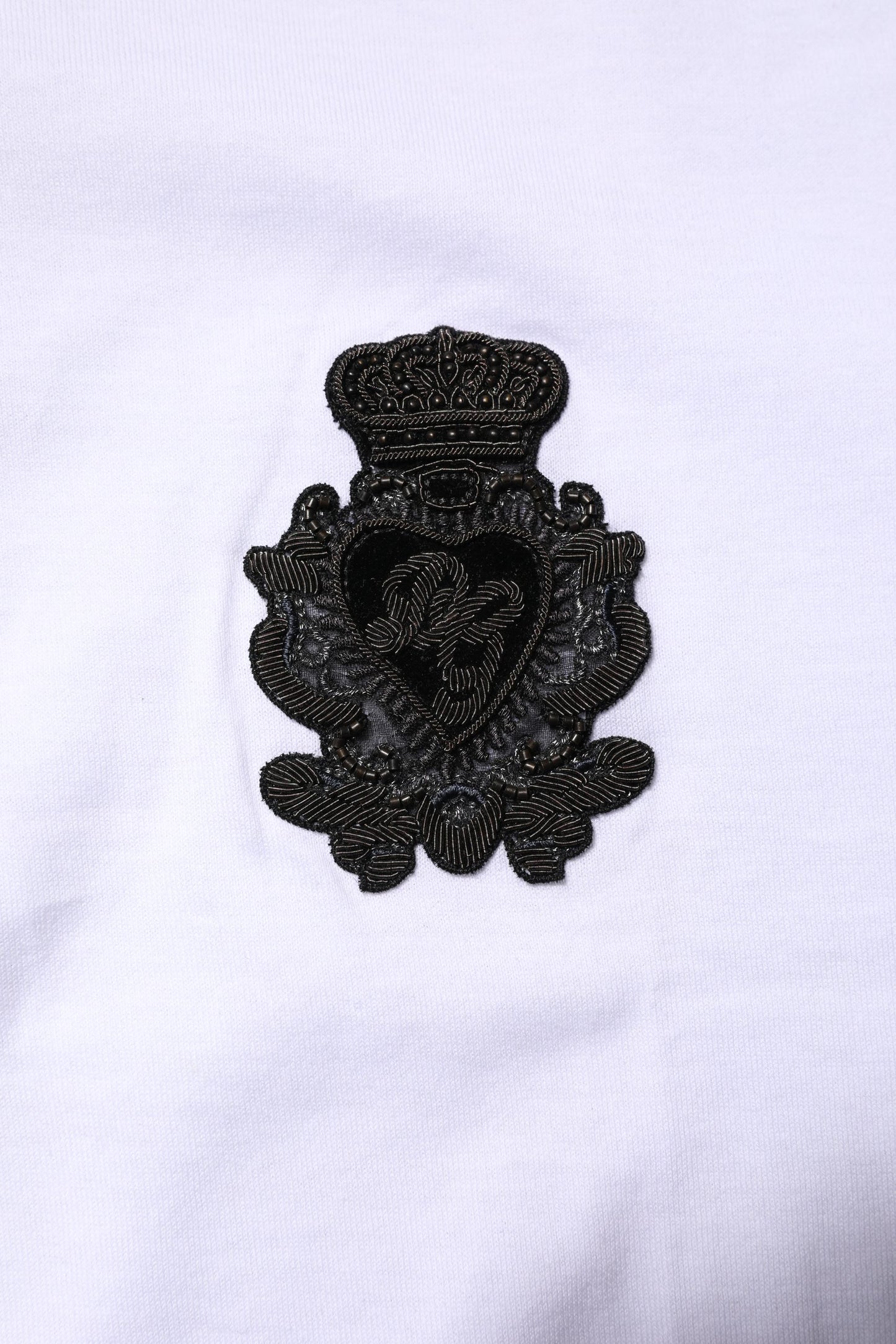 Dolce & Gabbana White Cotton Heraldic DG Crest Patch T-shirt